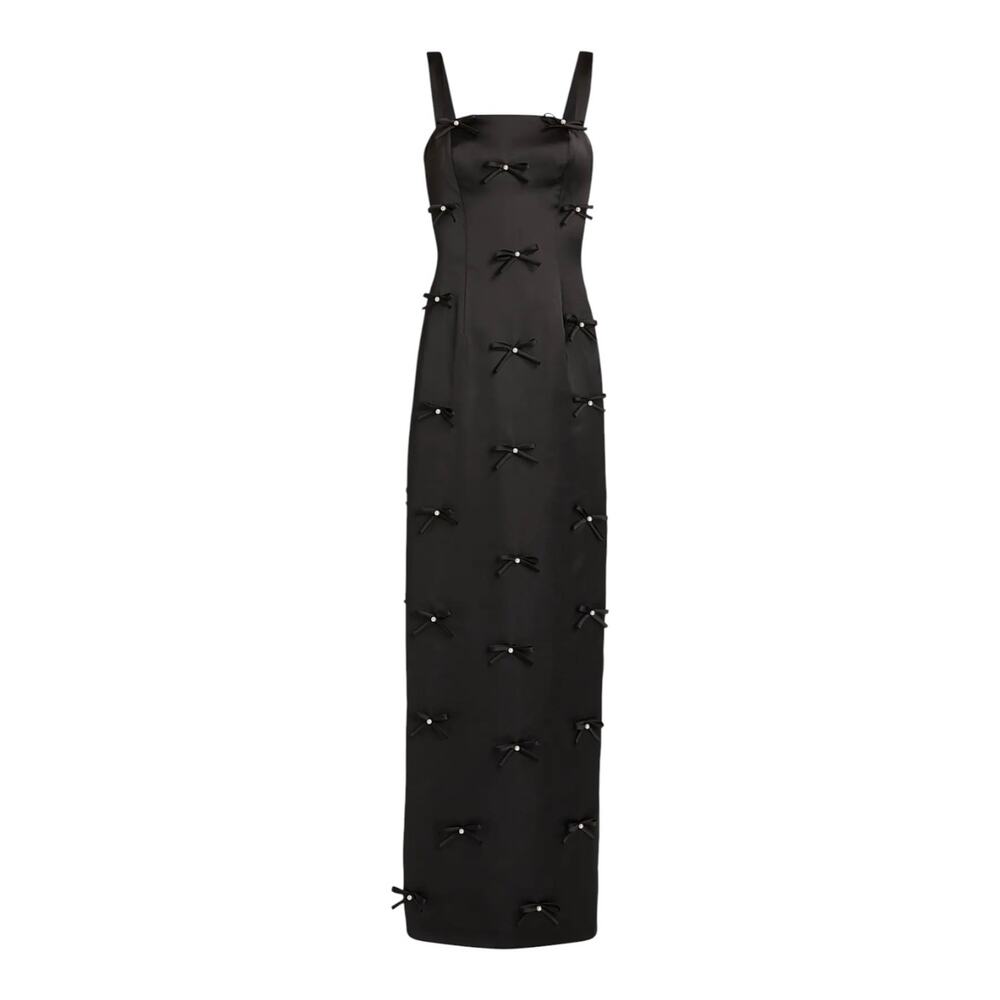 As It May Amora Embellished Bow Satin Gown Black 4